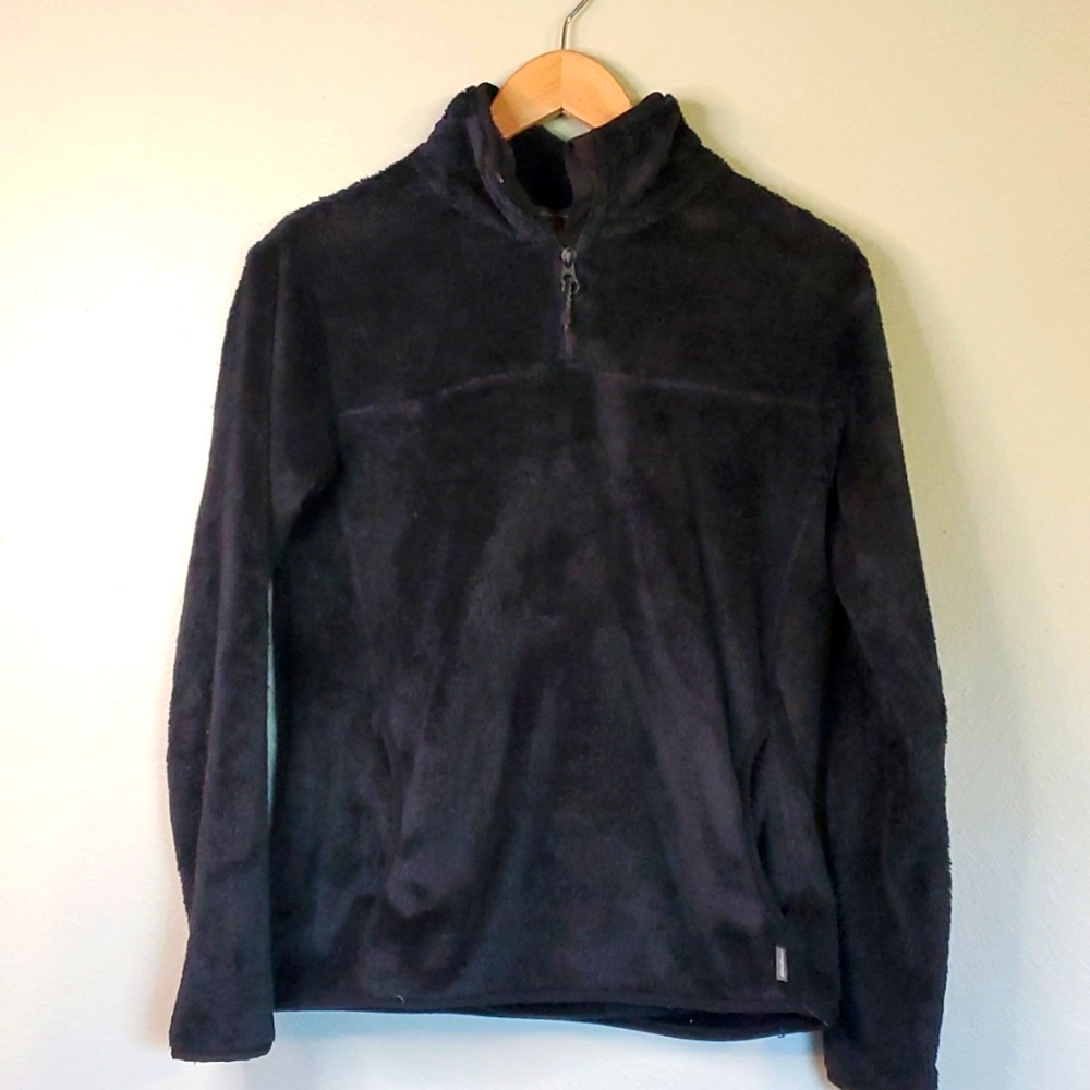 Eddie Bauer womens qtr zip pullover. Black, plush fleece. Size XS